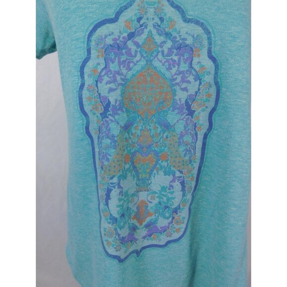 Lucky Brand Teal Medallion Graphic Tee Boho Witch M - Picture 4 of 10